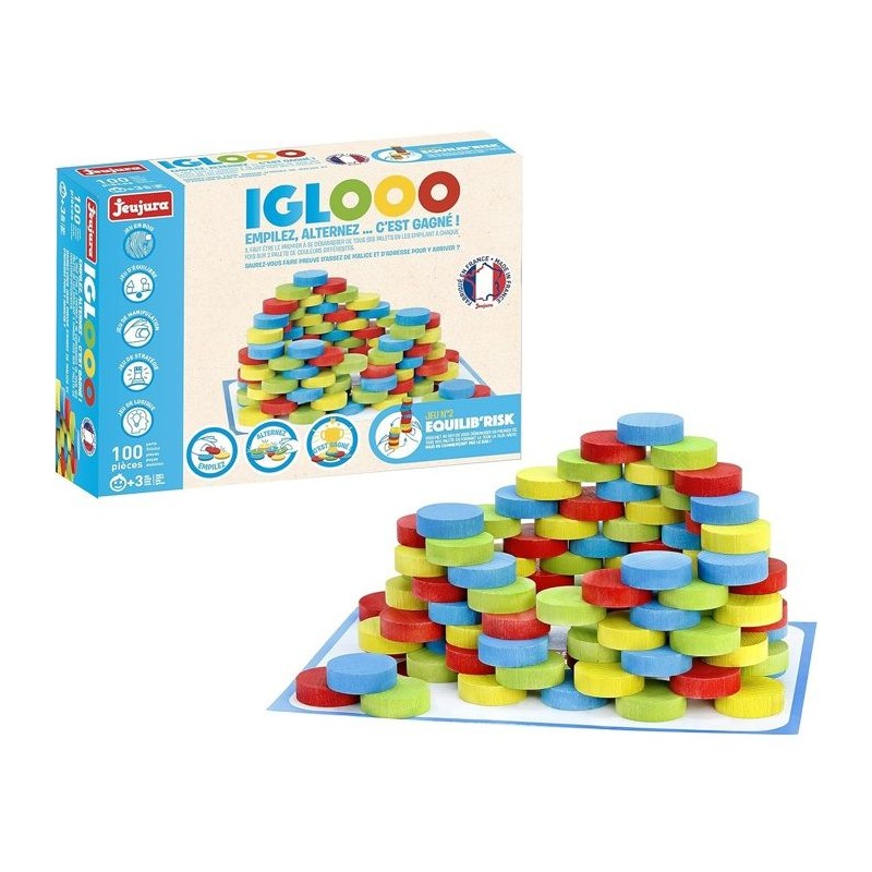 Iglooo 100 Pieces - JEUJURA - Jeu d'Adresse et de Logique avec Palets et Tapi...