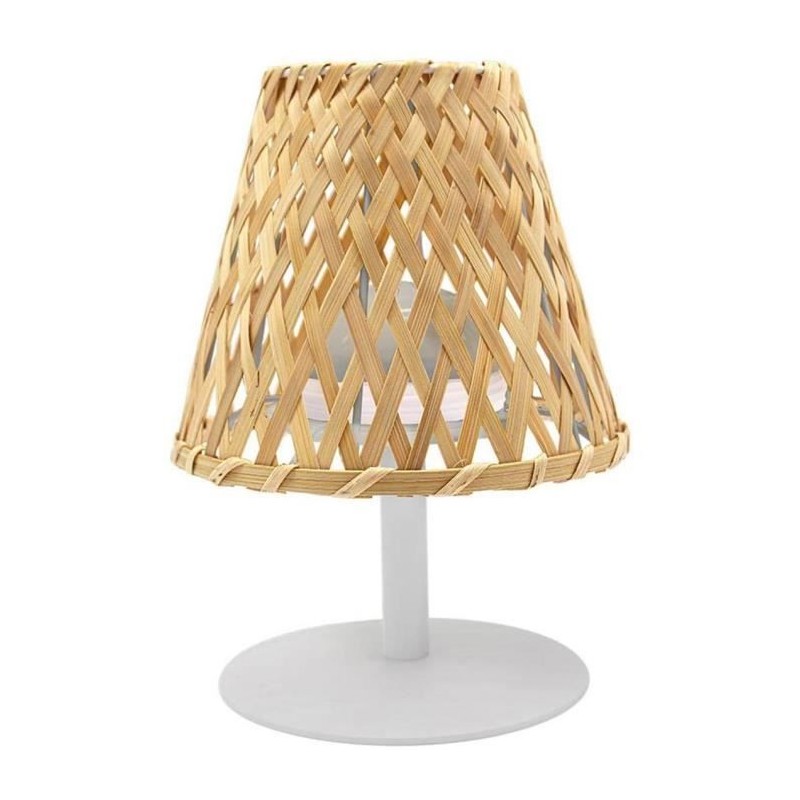 Lampe de table sans fil - LUMISKY - IBIZA - H26 cm - Bambou naturel - LED bla...