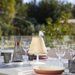 Lampe de table sans fil - LUMISKY - IBIZA - H26 cm - Bambou naturel - LED bla...