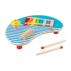 Fisher-Price-Table musicale en bois avec instruments de percussion