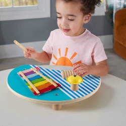 Fisher-Price-Table musicale en bois avec instruments de percussion