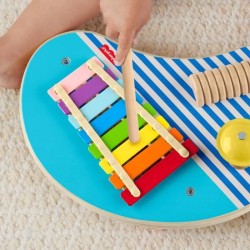 Fisher-Price-Table musicale en bois avec instruments de percussion