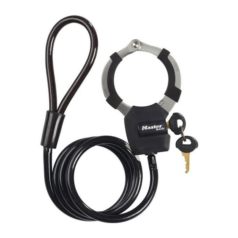 Antivol a Clé avec Menotte - Master Lock 8275EURDPRO - 1m - Idéal pour trotti...