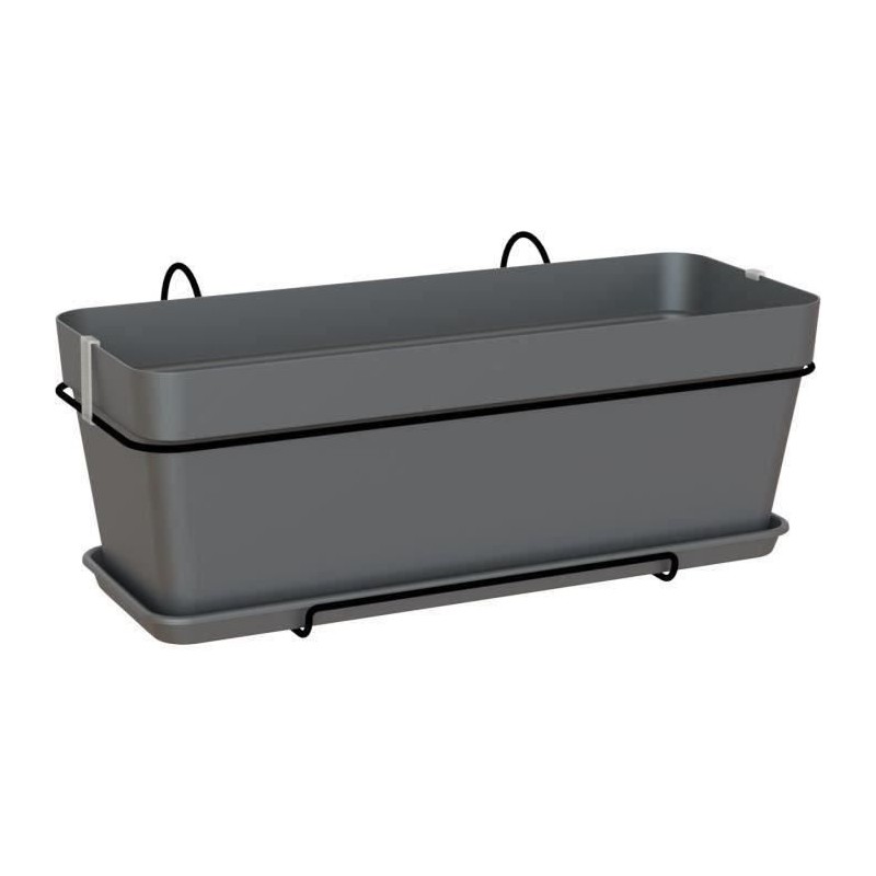 ARTEVASI Kit Jardiniere CAPRI - 50cm anthracite - 50,2 x 28,5 x h20,7 cm - 1,54L