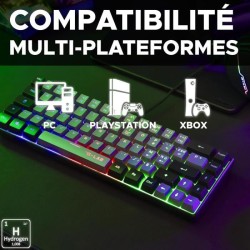 Clavier Gamer - The G-Lab - KEYZ HYDROGEN - 60% Format Compact - Rétroéclairé...