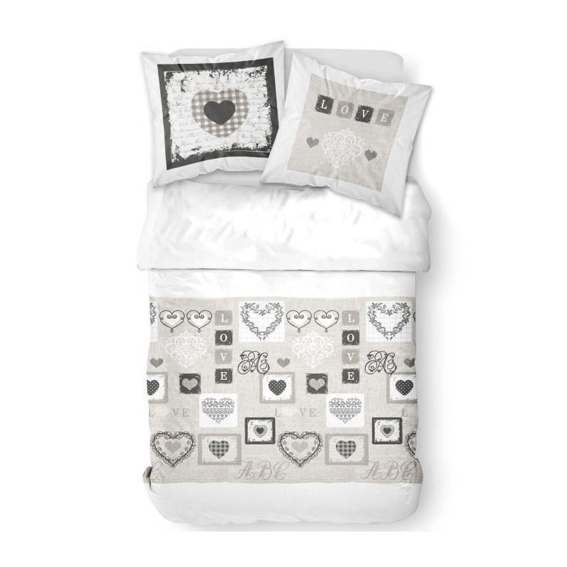 TODAY Parure de lit Coton 2 personnes - 240x260 cm - Imprimé Blanc Eden