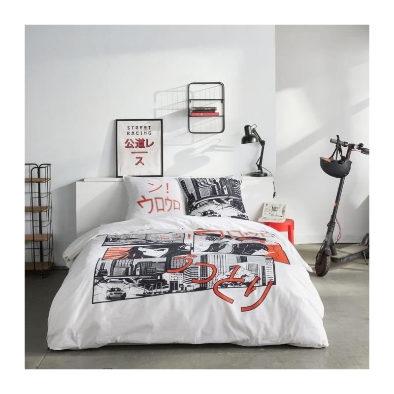 Parure de lit - TODAY - JAVA - 2 personnes - 240x220 cm - Coton - Imprimé Man...