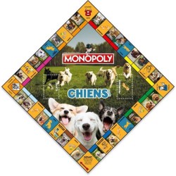 Monopoly Chiens Jeu de société, Monopoly mettant en vedette les chiens de dif...