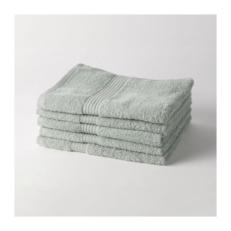 TODAY Essential - Lot de 5 draps de bain 70x130 cm 100% Coton coloris céladon