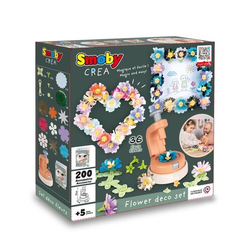 Smoby - Loisirs créatif - Set de création fleurs objets décoratifs - 200 acce...