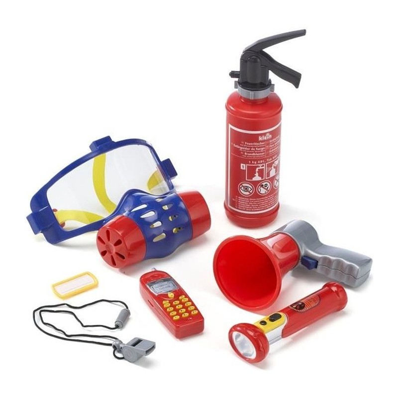 Set de pompier KLEIN avec masque a gaz et 7 pieces
