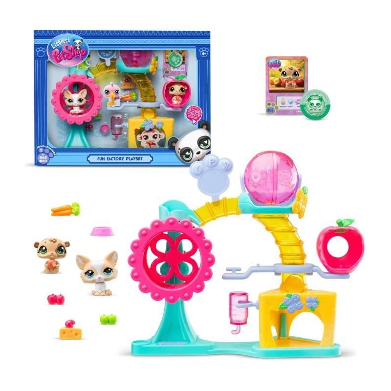 BANDAI - Littlest Pet Shop - Coffret Fun Factory - Ensemble de jeu avec 2 ani...