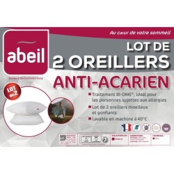 Lot de 2 oreillers anti-acariens - 60 x 60 cm - 100% coton traité Biome - ABEIL