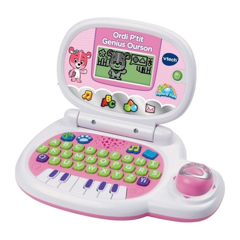 VTECH - Ordi P'tit Genius Ourson Rose - Ordinateur Éducatif Enfant -