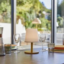 Lampe de table sans fil - LUMISKY - STANDY MINI WOOD - H25 cm - Pied en bambo...
