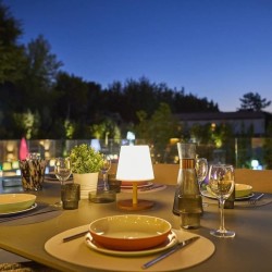 Lampe de table sans fil - LUMISKY - STANDY MINI WOOD - H25 cm - Pied en bambo...