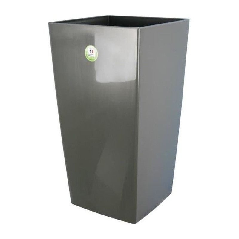 Pot de fleurs - RIVIERA - Nuance Carré - 28 x 28 x H 52 cm - 31L - Gris pailleté