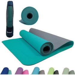 Tapis de yoga - FITNESS - SCHILDKRÖT - 183 x 61 cm - 4 mm - Sac inclus - Bleu...