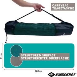 Tapis de yoga - FITNESS - SCHILDKRÖT - 183 x 61 cm - 4 mm - Sac inclus - Bleu...