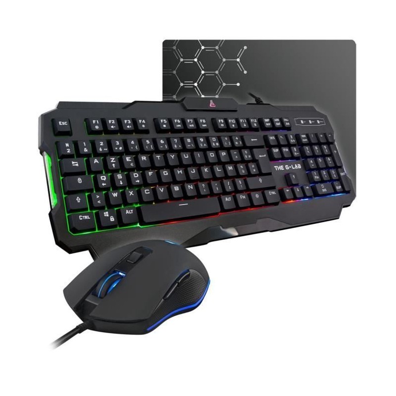 Pack Gamer 3 en 1 - The G-Lab - COMBO HELIUM - Souris Filaire - Clavier Filai...