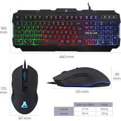 Pack Gamer 3 en 1 - The G-Lab - COMBO HELIUM - Souris Filaire - Clavier Filai...