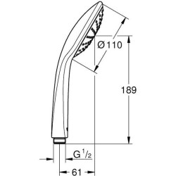 Douchette 1 jet - GROHE - Vitalio Joy 110 - EcoJoy - StarLight Chrome - Inner...