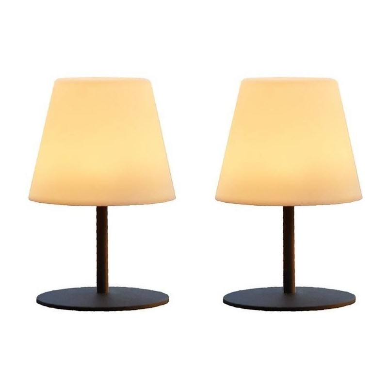 Pack de 2 Lampes de table sans fil - LUMISKY - TWINS - H16 cm - Pied en acier...