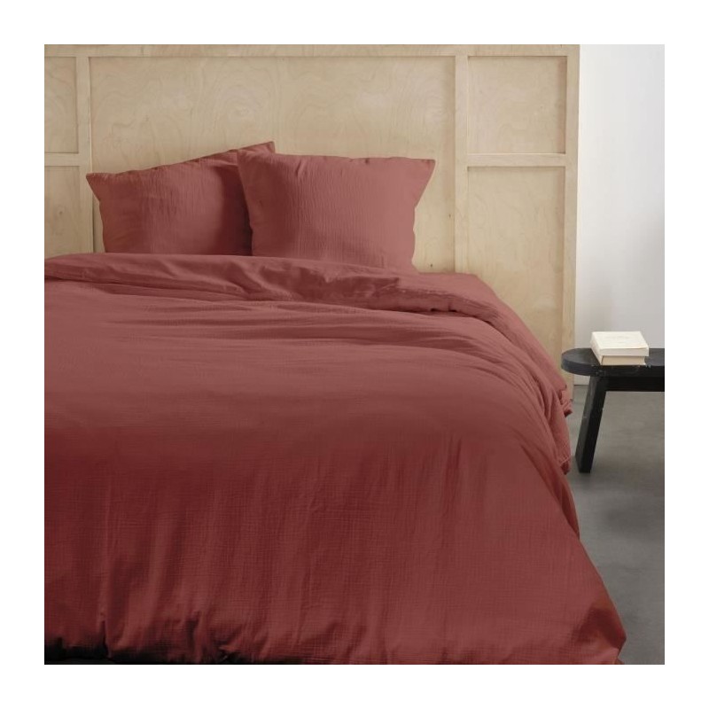 Parure de lit - TODAY - 123670 - 2 personnes - 240x220cm - Gaze de coton unie...