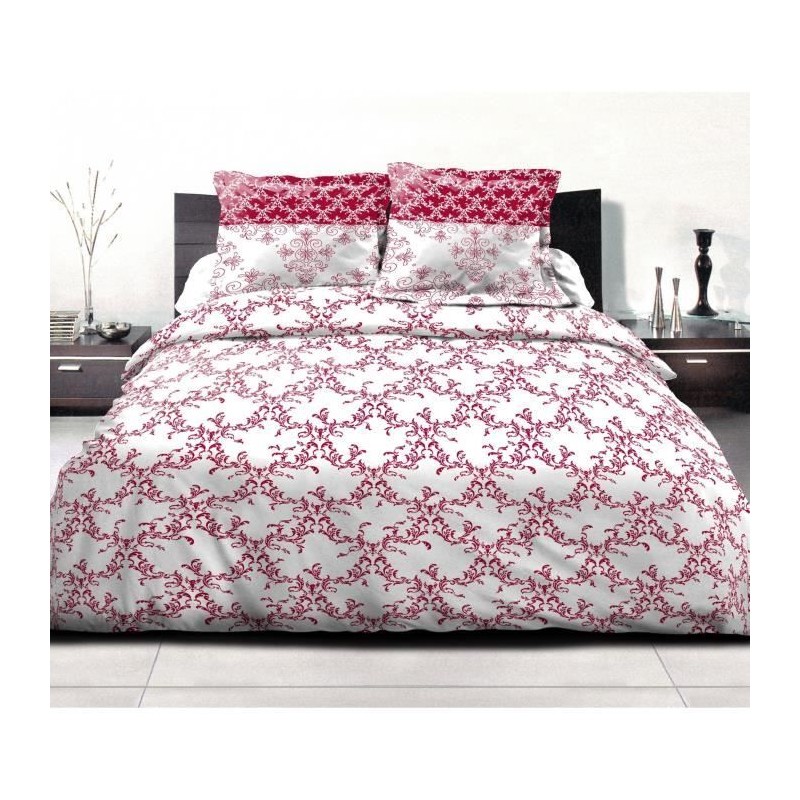 Parure de couette HOME LINGE PASSION FRISE - Bordeaux - 100% Coton 57 Fils