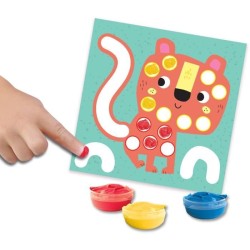 Kit 3 en 1 Peinture au doigt, coloriage et formes autocollantes SES