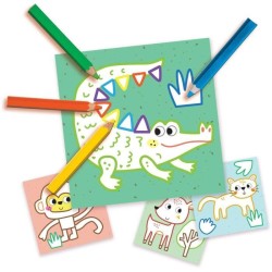 Kit 3 en 1 Peinture au doigt, coloriage et formes autocollantes SES