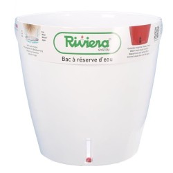 Pot de fleurs avec réserve d'eau RIVIERA - EVA NEW Rond - Ø 35 x H 33 cm - Blanc