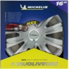 Lot de 4 enjoliveurs gris métallisés - MICHELIN - 16 pouces - Fixation simple...
