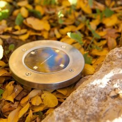 Lot de 8 spots solaires ronds inox encastrable ou a piquer - LUMISKY - DECKY ...