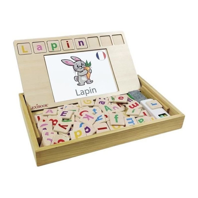 LEXIBOOK - Bio Toys - L'Ecole des mots bilingue Français / Anglais – Jeu en Bois