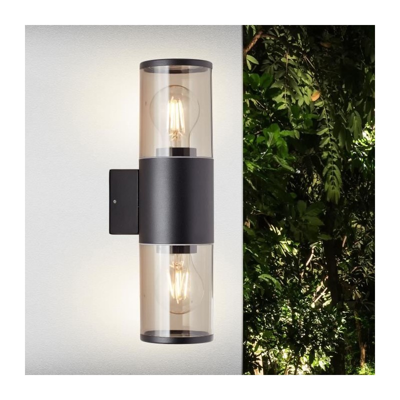 Applique extérieure SERGIORO - BRILLIANT - noir depoli - 2xE27 20W - aluminiu...