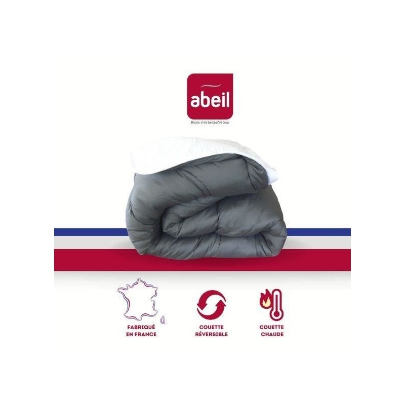 ABEIL Couette chaude Bicolore - 220 x 240 cm - Blanc et gris