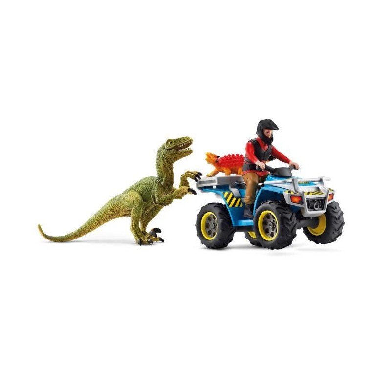 Coffret Fuite sur quad face au vélociraptor, ensemble de jouets