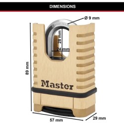 Cadenas en Laiton Massif Haute Sécurité - MASTER LOCK - M1177EURDCC - Anse Pr...