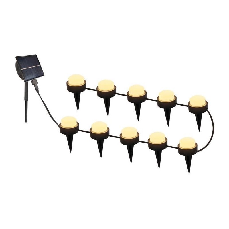 10 mini-spots lumineux solaires a piquer - LUMISKY - SOLIRAY - 12 m - LED bla...