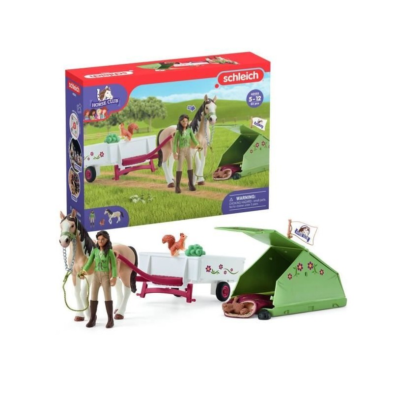Aventures au camping de Sarah, coffret schleich avec 23 éléments