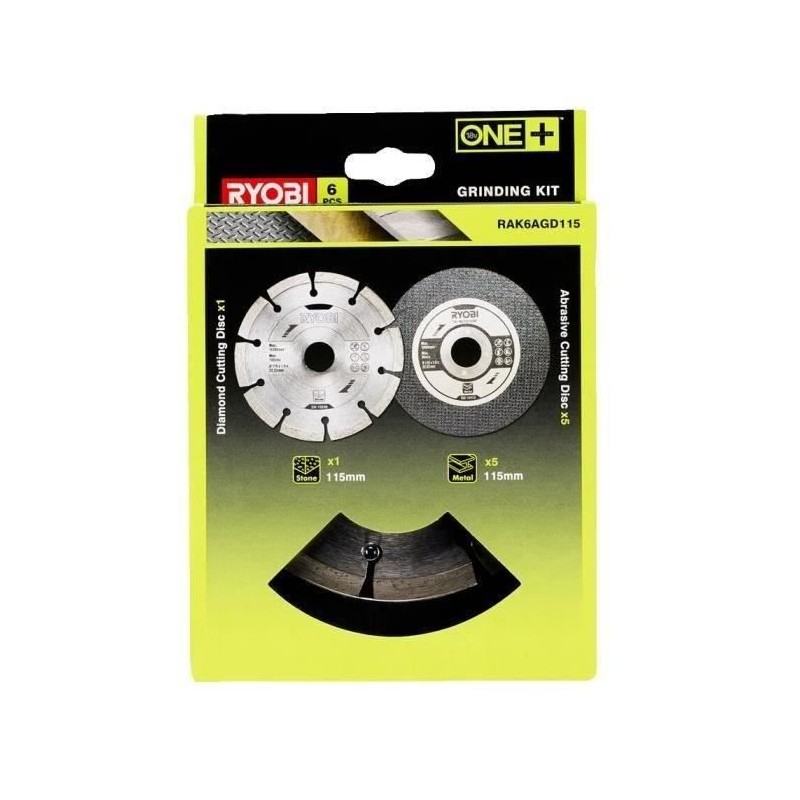 RYOBI - Kit 6 disques meuleuse diam. 115 mm - 1 disque diamant et 5 disques a...