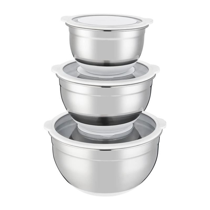 Set de saladiers - ARTHUR MARTIN - AM486 - 16-20-24 cm - Couvercles hermétiqu...