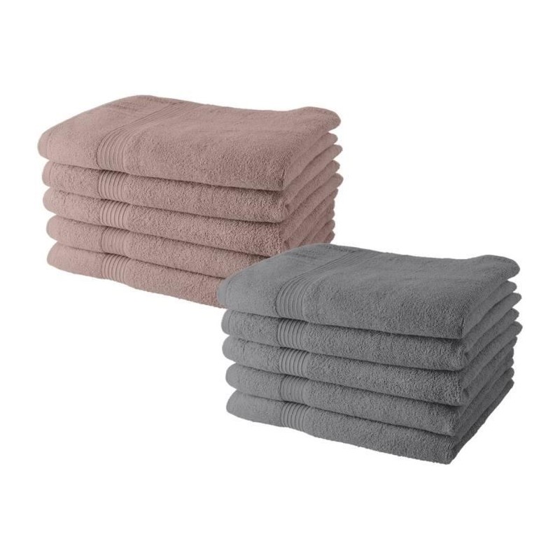 Lot de 10 serviettes de Toilette TODAY 50x90 cm 100% Coton - 5 roses des sabl...