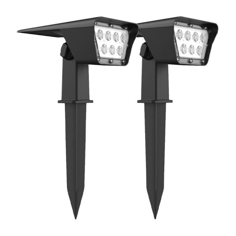 Lot de 2 spots solaires projecteur 2 en 1 a piquer ou a fixer - LUMISKY - CUR...