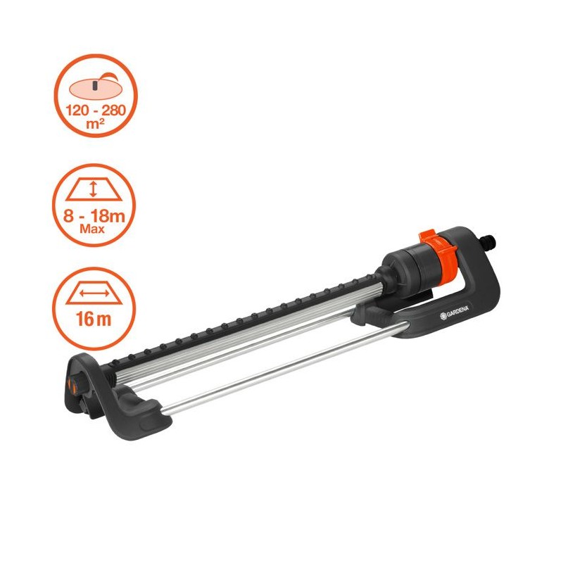 Arroseur oscillant GARDENA Aqua L - Surface 280m² - Portée 18m max - Résistan...