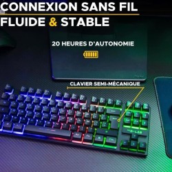 Clavier Gamer - The G-Lab - KEYZ CAESIUM TKL WIRELESS - sans fil - azerty - Noir