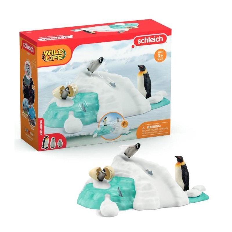 Figurines Famille pingouin sur la banquise, Schleich 42661 Wild Life,