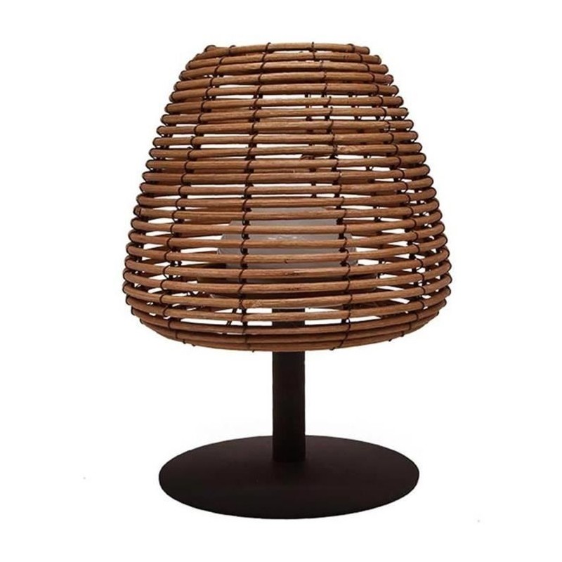 Lampe de table sans fil - LUMISKY - BOHEME - H25 cm - Rotin naturel - LED bla...