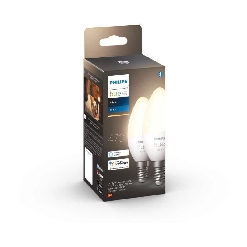 Ampoules connectées Philips Hue HW 5.5W E14 x2